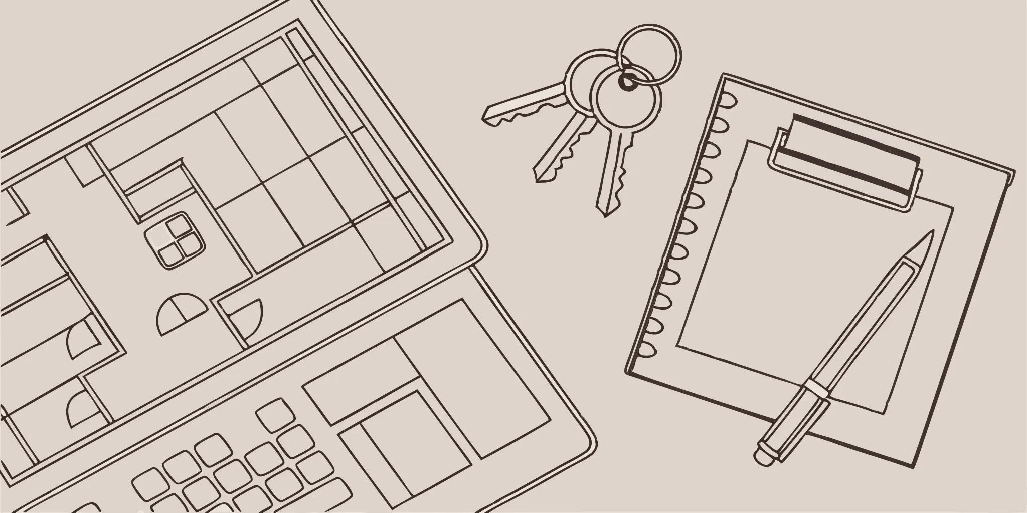 Visio DSCR loan application with laptop, floor plan, and keys.