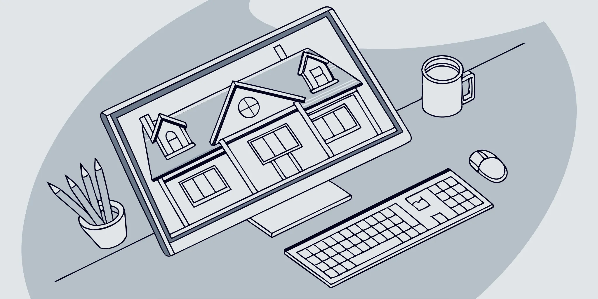 Visio real estate floor plan on a computer screen.